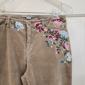 Kimchi Blue 28 Jamie Corduroy Embroidered Pant Tan Taupe Urban Outfitters